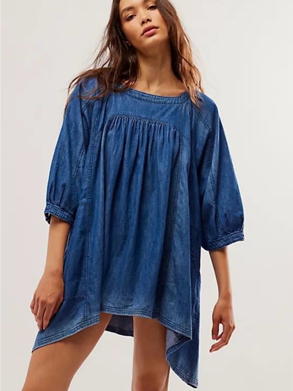 Free People Memories of You Lt Blue Tunic/Dress Sz Med